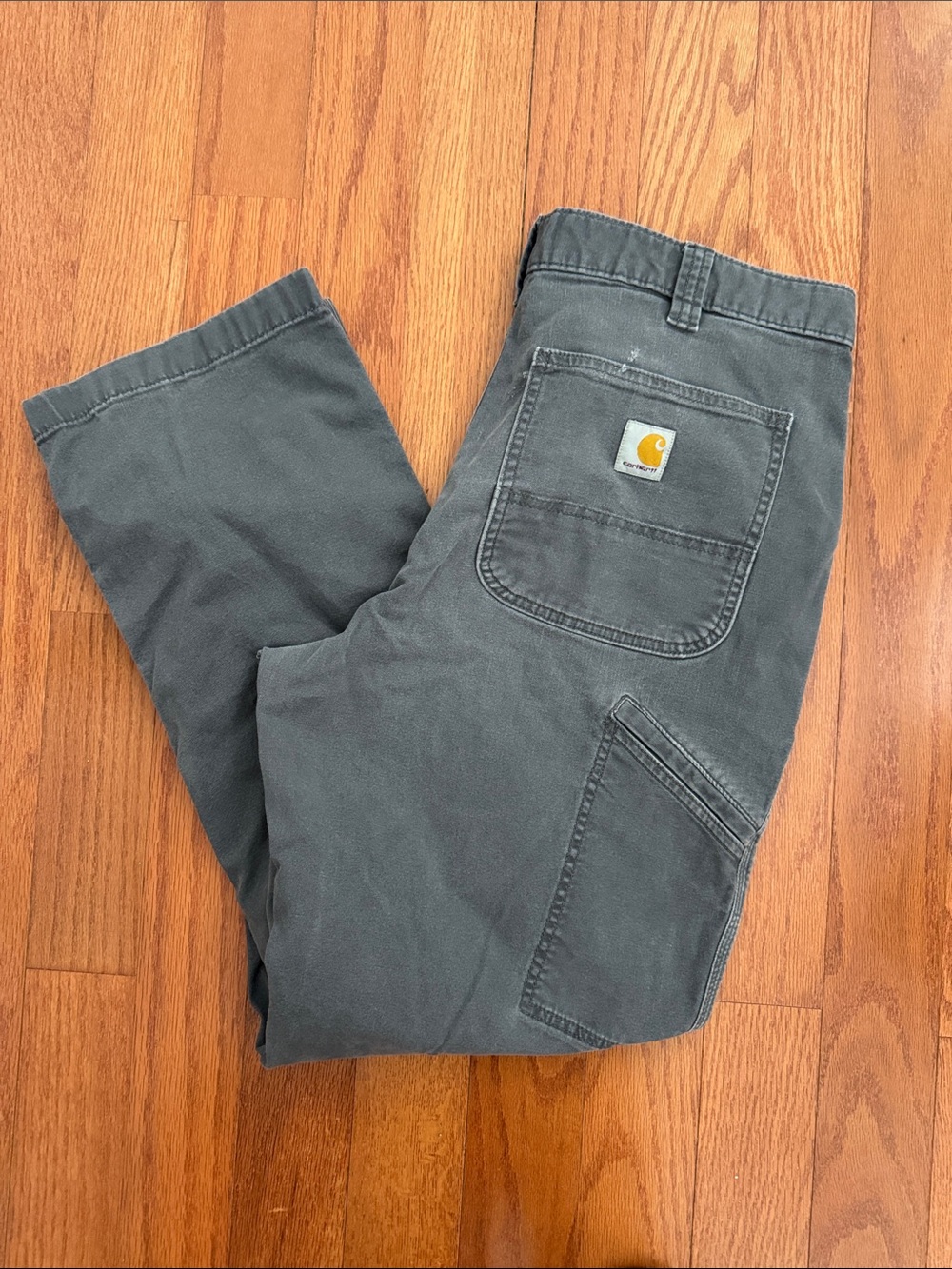 Carhartt Men's Gray Rugged Flex Relaxed Fit Canvas Work Pant
